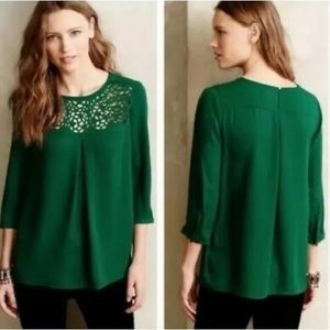 ANTHROPOLOGIE HD IN PARIS DARA LASER CUT BLOUSE sz 10